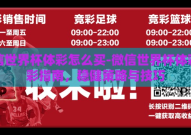 微信世界杯体彩怎么买-微信世界杯体彩购彩指南，稳健策略与技巧