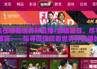 微信在哪看世界杯直播-激情夏日，尽享全球盛宴——探寻微信观看世界杯直播的便捷之道