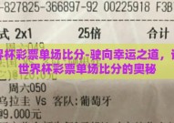 世界杯彩票单场比分-驶向幸运之道，详解世界杯彩票单场比分的奥秘