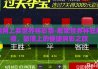 微信网上买世界杯彩票-解锁世界杯狂热体验，微信上的便捷购彩之旅