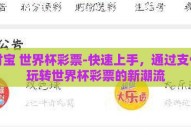 支付宝 世界杯彩票-快速上手，通过支付宝玩转世界杯彩票的新潮流
