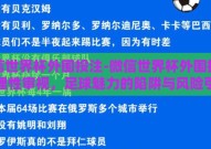 微信世界杯外围投注-微信世界杯外围投注的理性审视，足球魅力的陷阱与风险引路