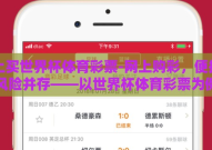 网上买世界杯体育彩票-网上购彩，便捷与风险并存——以世界杯体育彩票为例