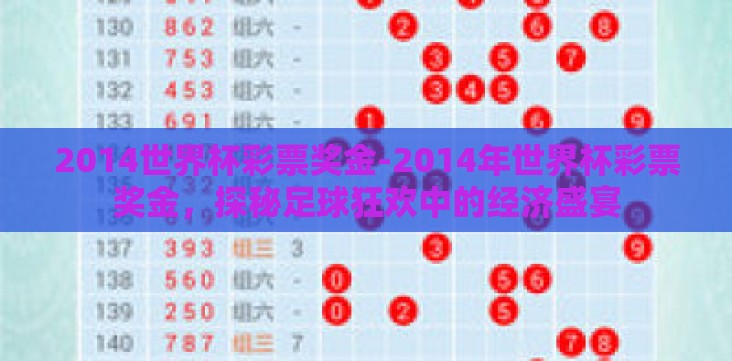 2014世界杯彩票奖金-2014年世界杯彩票奖金,探秘足球狂欢中的经济盛宴 2014世界杯彩票奖金-2014年世界杯彩票奖金,探秘足球狂欢中的经济盛宴