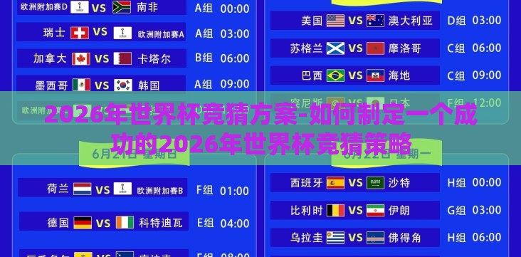 2026年世界杯竞猜方案-如何制定一个成功的2026年世界杯竞猜策略 2026年世界杯竞猜方案-如何制定一个成功的2026年世界杯竞猜策略