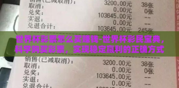 世界杯彩票怎么买赚钱-世界杯彩民宝典,科学购买彩票,实现稳定赢利的正确方式 世界杯彩票怎么买赚钱-世界杯彩民宝典,科学购买彩票,实现稳定赢利的正确方式