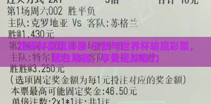 世界杯输赢彩票-不参与世界杯输赢彩票,理性观赛,享受足球魅力 世界杯输赢彩票-不参与世界杯输赢彩票,理性观赛,享受足球魅力