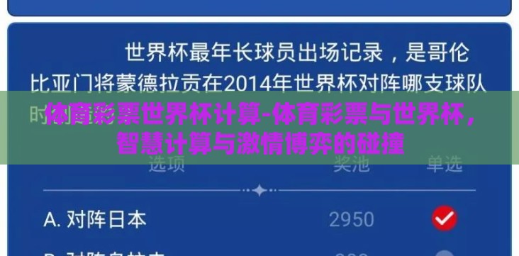体育彩票世界杯计算-体育彩票与世界杯,智慧计算与激情博弈的碰撞 体育彩票世界杯计算-体育彩票与世界杯,智慧计算与激情博弈的碰撞