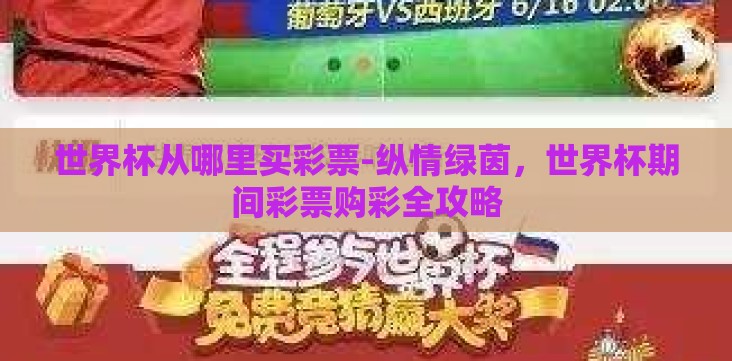世界杯从哪里买彩票-纵情绿茵，世界杯期间彩票购彩全攻略