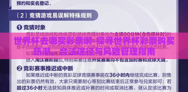 世界杯去哪买彩票啊-探寻世界杯彩票购买热潮,合法途径与风险管理指南 世界杯去哪买彩票啊-探寻世界杯彩票购买热潮,合法途径与风险管理指南