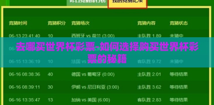 去哪买世界杯彩票-如何选择购买世界杯彩票的秘籍 去哪买世界杯彩票-如何选择购买世界杯彩票的秘籍