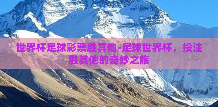 世界杯足球彩票胜其他-足球世界杯,投注胜其他的奇妙之旅 世界杯足球彩票胜其他-足球世界杯,投注胜其他的奇妙之旅