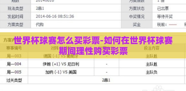 世界杯球赛怎么买彩票-如何在世界杯球赛期间理性购买彩票 世界杯球赛怎么买彩票-如何在世界杯球赛期间理性购买彩票