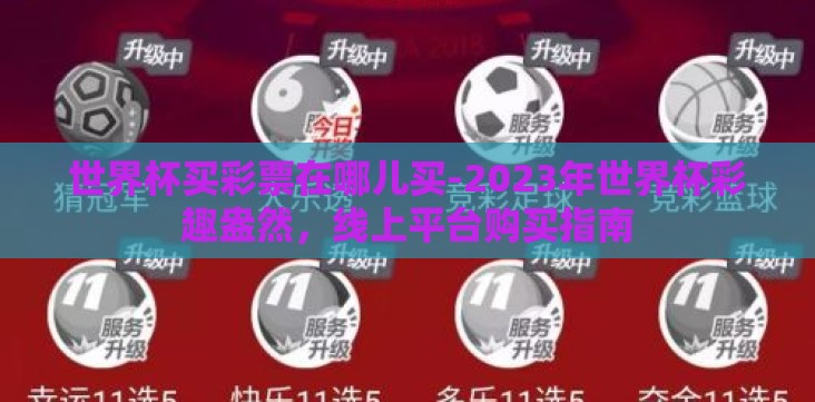世界杯买彩票在哪儿买-2023年世界杯彩趣盎然，线上平台购买指南