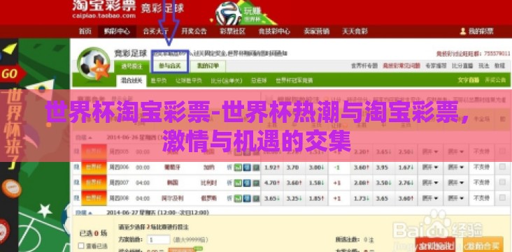 世界杯淘宝彩票-世界杯热潮与淘宝彩票，激情与机遇的交集