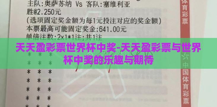 天天盈彩票世界杯中奖-天天盈彩票与世界杯中奖的乐趣与期待 天天盈彩票世界杯中奖-天天盈彩票与世界杯中奖的乐趣与期待