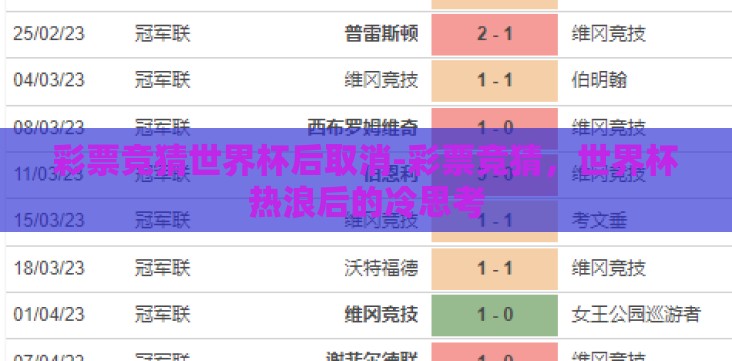 彩票竞猜世界杯后取消-彩票竞猜,世界杯热浪后的冷思考 彩票竞猜世界杯后取消-彩票竞猜,世界杯热浪后的冷思考