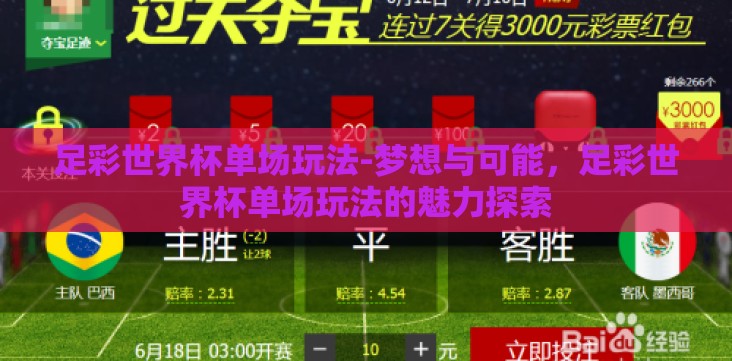 足彩世界杯单场玩法-梦想与可能,足彩世界杯单场玩法的魅力探索 足彩世界杯单场玩法-梦想与可能,足彩世界杯单场玩法的魅力探索