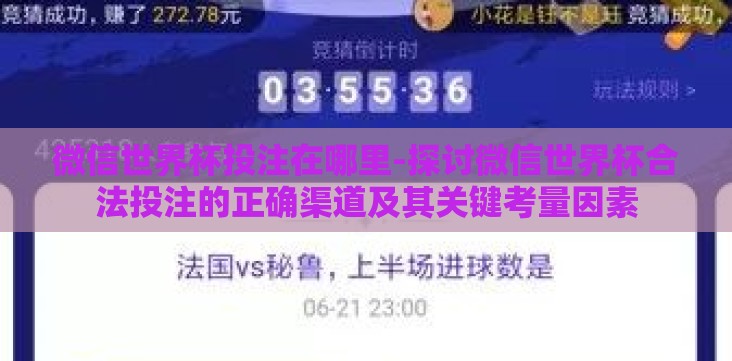 微信世界杯投注在哪里-探讨微信世界杯合法投注的正确渠道及其关键考量因素