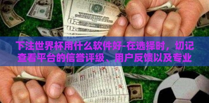 下注世界杯用什么软件好-在选择时，切记查看平台的信誉评级、用户反馈以及专业媒体的评价报告。选对一个可靠的平台不仅能提升您的博彩体验，也能减少因遇到欺诈或技术问题所带来的不便与风险