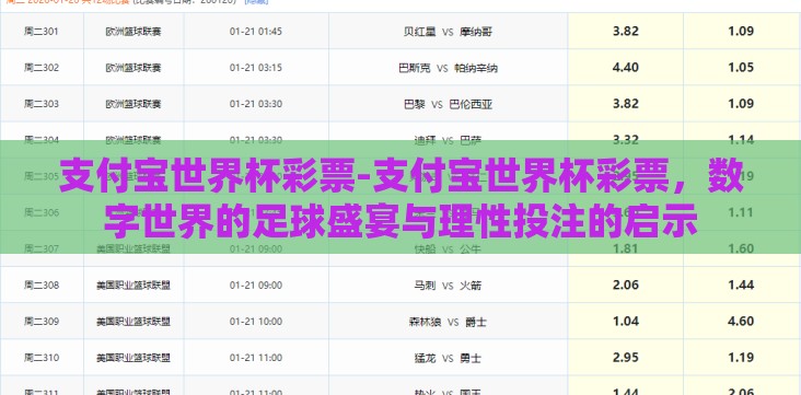 支付宝世界杯彩票-支付宝世界杯彩票,数字世界的足球盛宴与理性投注的启示 支付宝世界杯彩票-支付宝世界杯彩票,数字世界的足球盛宴与理性投注的启示
