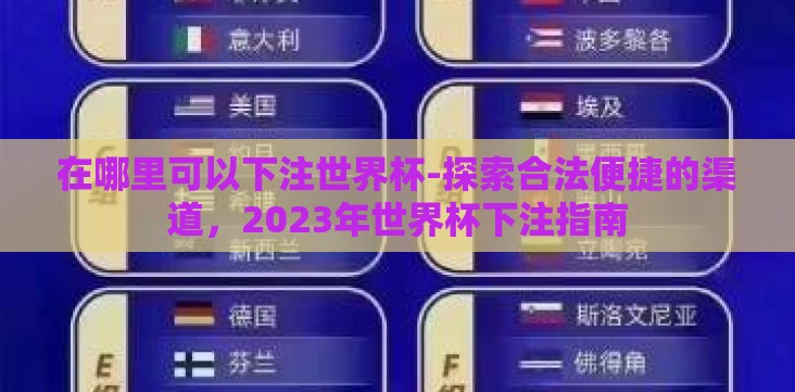 在哪里可以下注世界杯-探索合法便捷的渠道，2023年世界杯下注指南
