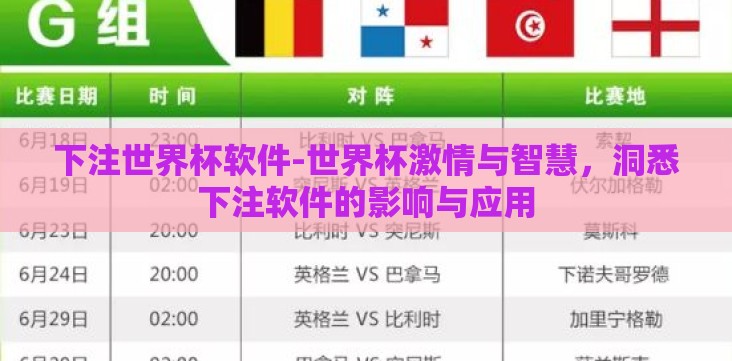 下注世界杯软件-世界杯激情与智慧,洞悉下注软件的影响与应用 下注世界杯软件-世界杯激情与智慧,洞悉下注软件的影响与应用